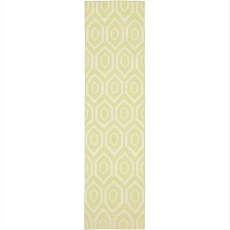 Safavieh 2 Ft. -6 In. X 10 Ft. Runner Contemporary Dhurries- Green And Ivory- Flatweave Rug DHU556A-210